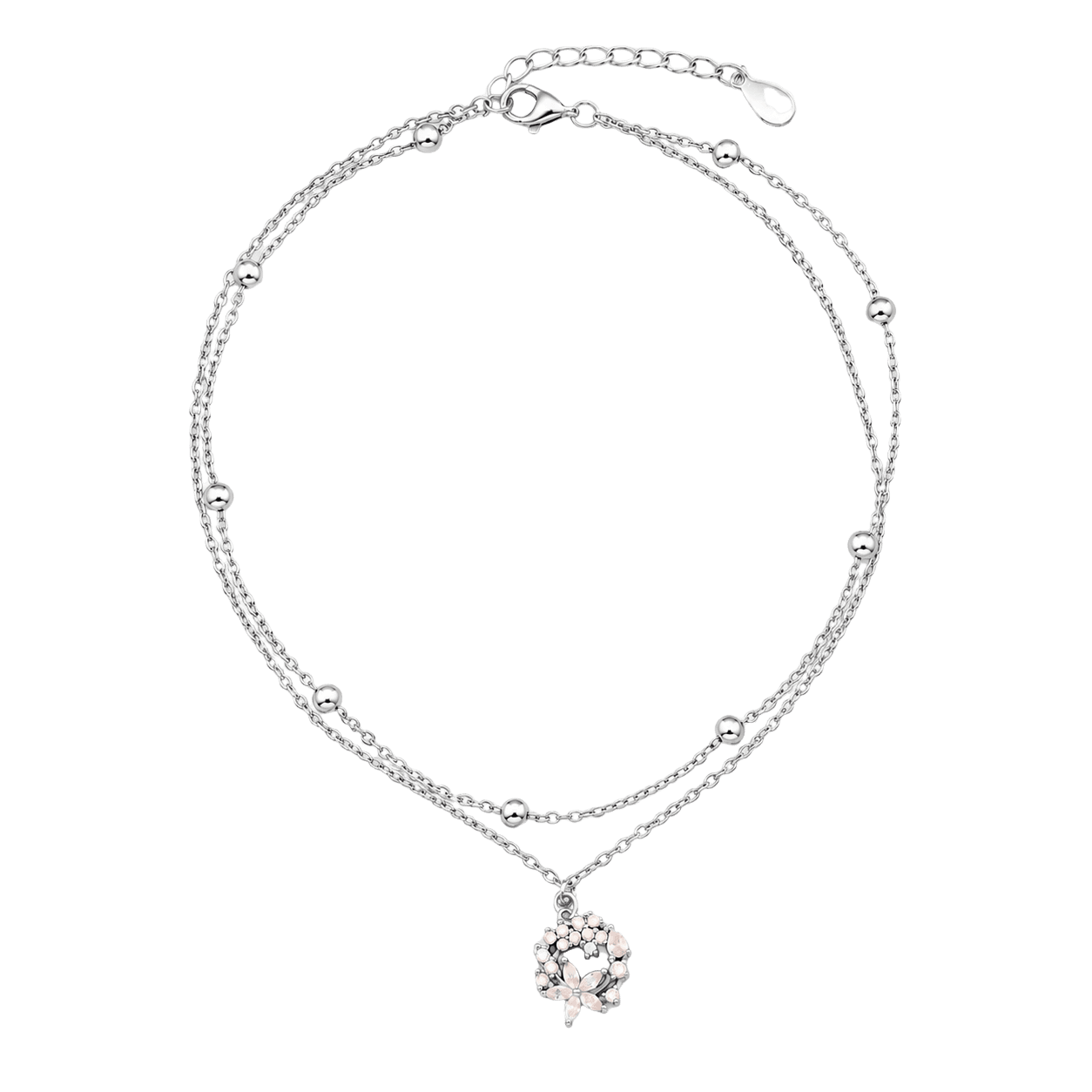 Floral Charm Silver Anklet