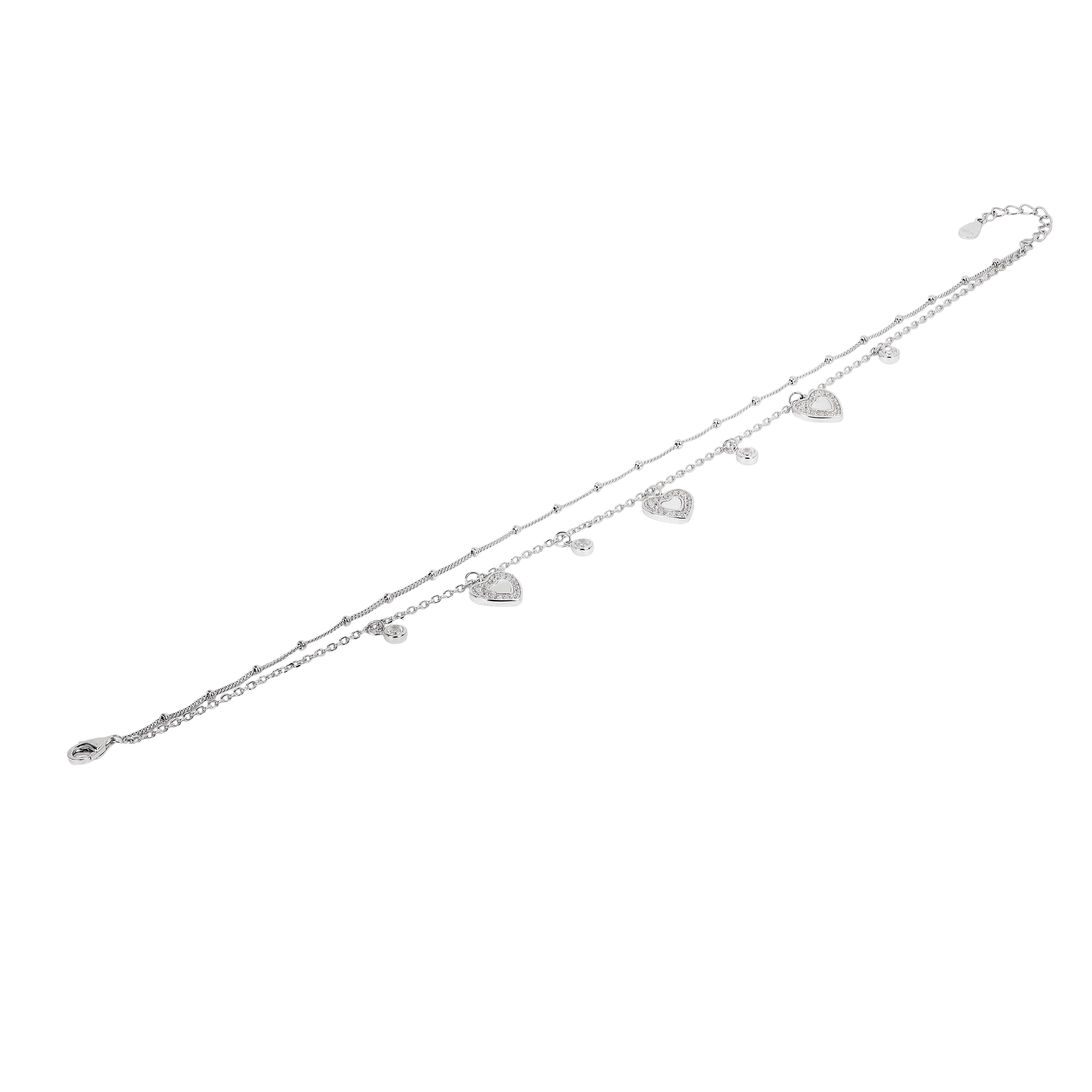 Silver Double Chain Heart Anklet alternate view