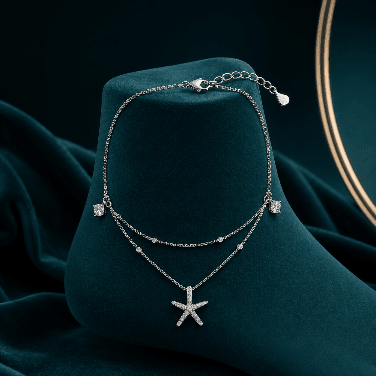Starfish Double Chain Charm Anklet