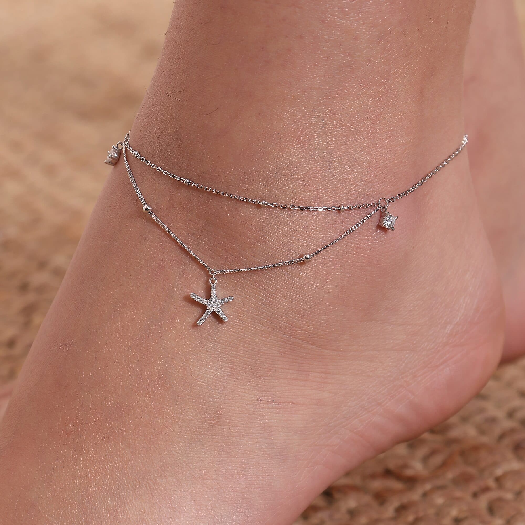 Starfish Double Chain Charm Anklet alternate view
