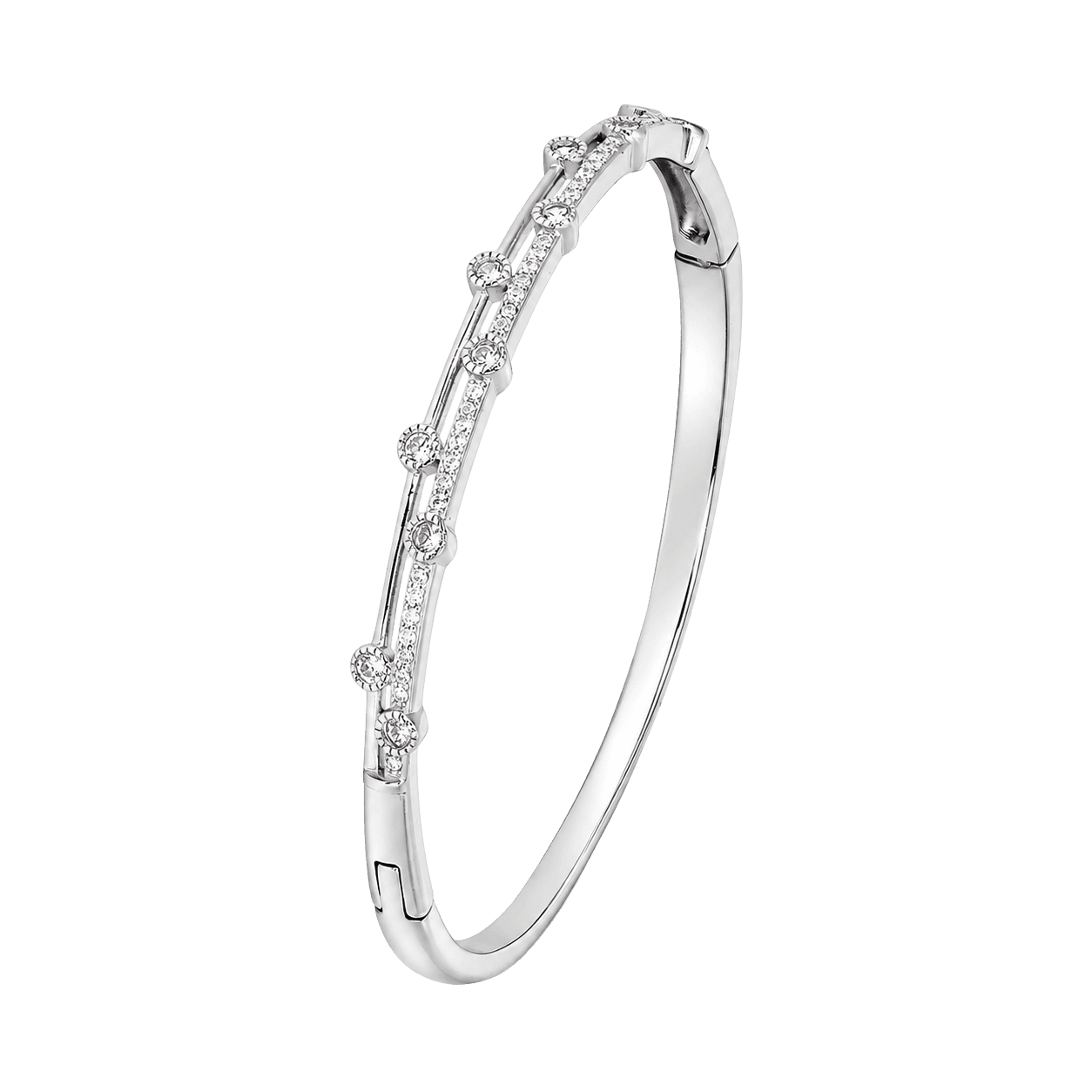 Dainty Staggered Double Row Bangle Bracelet view 1