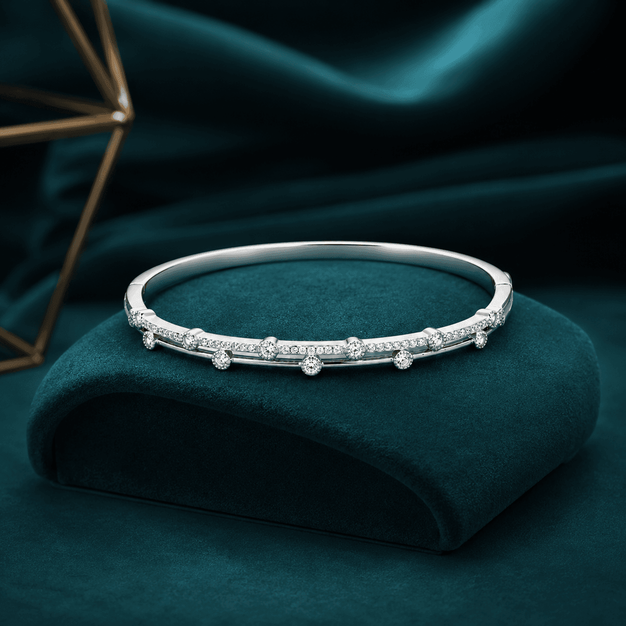 Dainty Staggered Double Row Bangle Bracelet alternate view