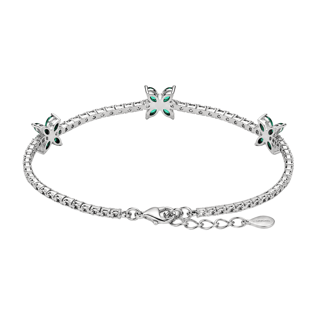 Green Stone Leaf Chain bracelet alternate view