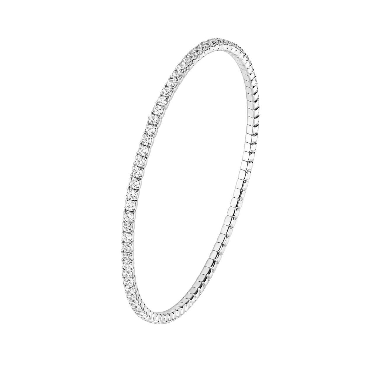 Twikling Solitaire CZ Elastic Silver Bracelet