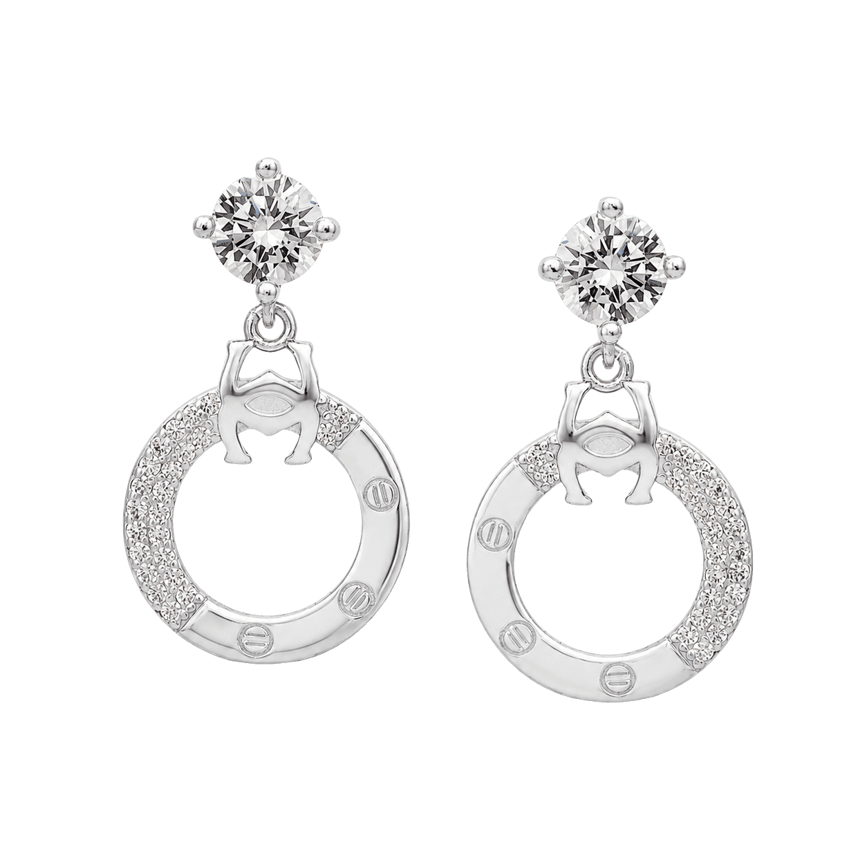 Aquamarine Crystal Halo Drop Earrings view 1