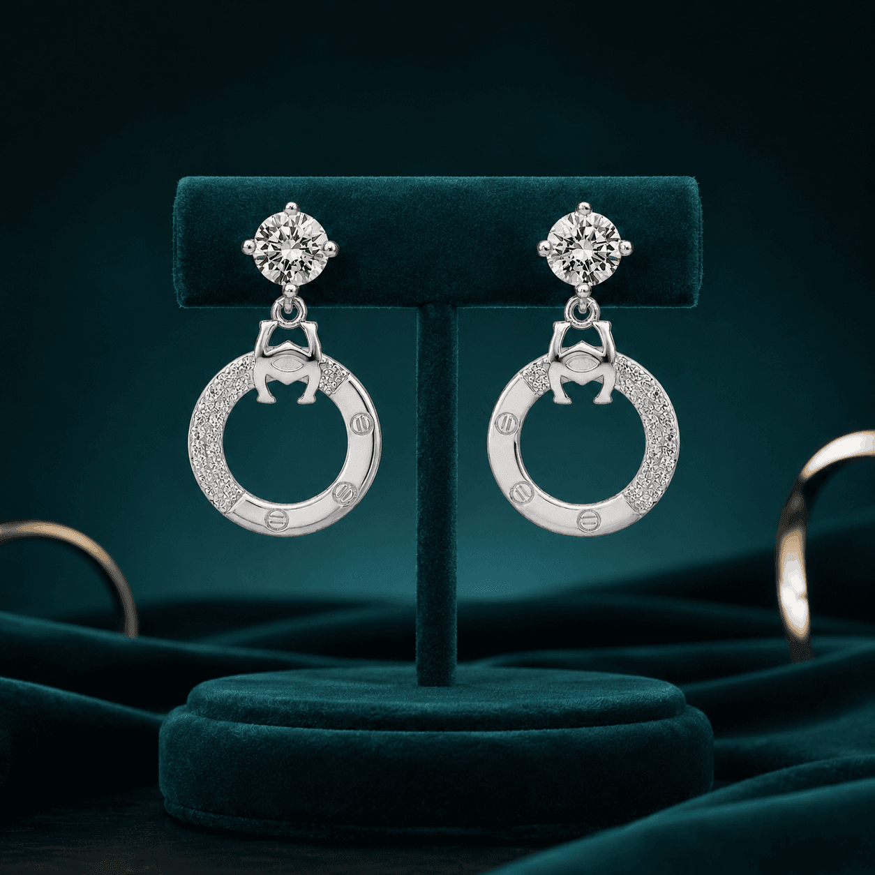 Aquamarine Crystal Halo Drop Earrings alternate view