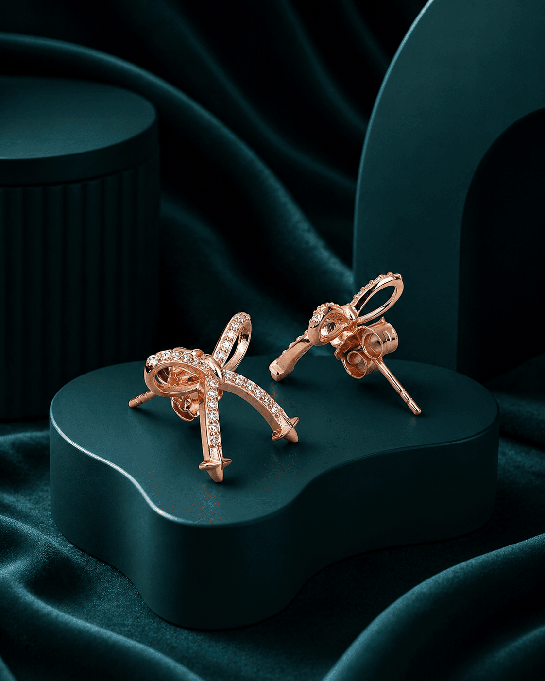 Aura Rosegold Bow Earrings alternate view