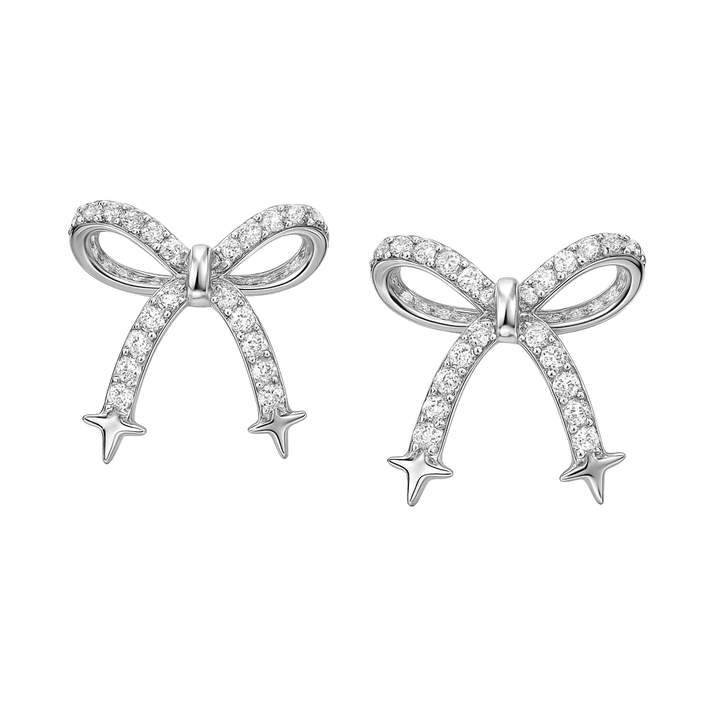 Aura Silver Bow Earrings view 1