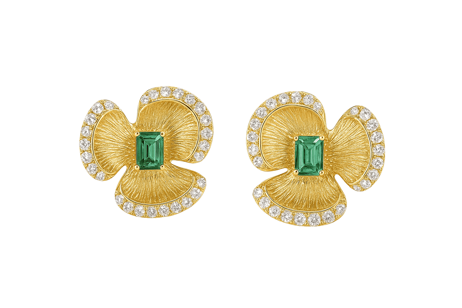 Contemporary Tri-Leaf Golden Studs