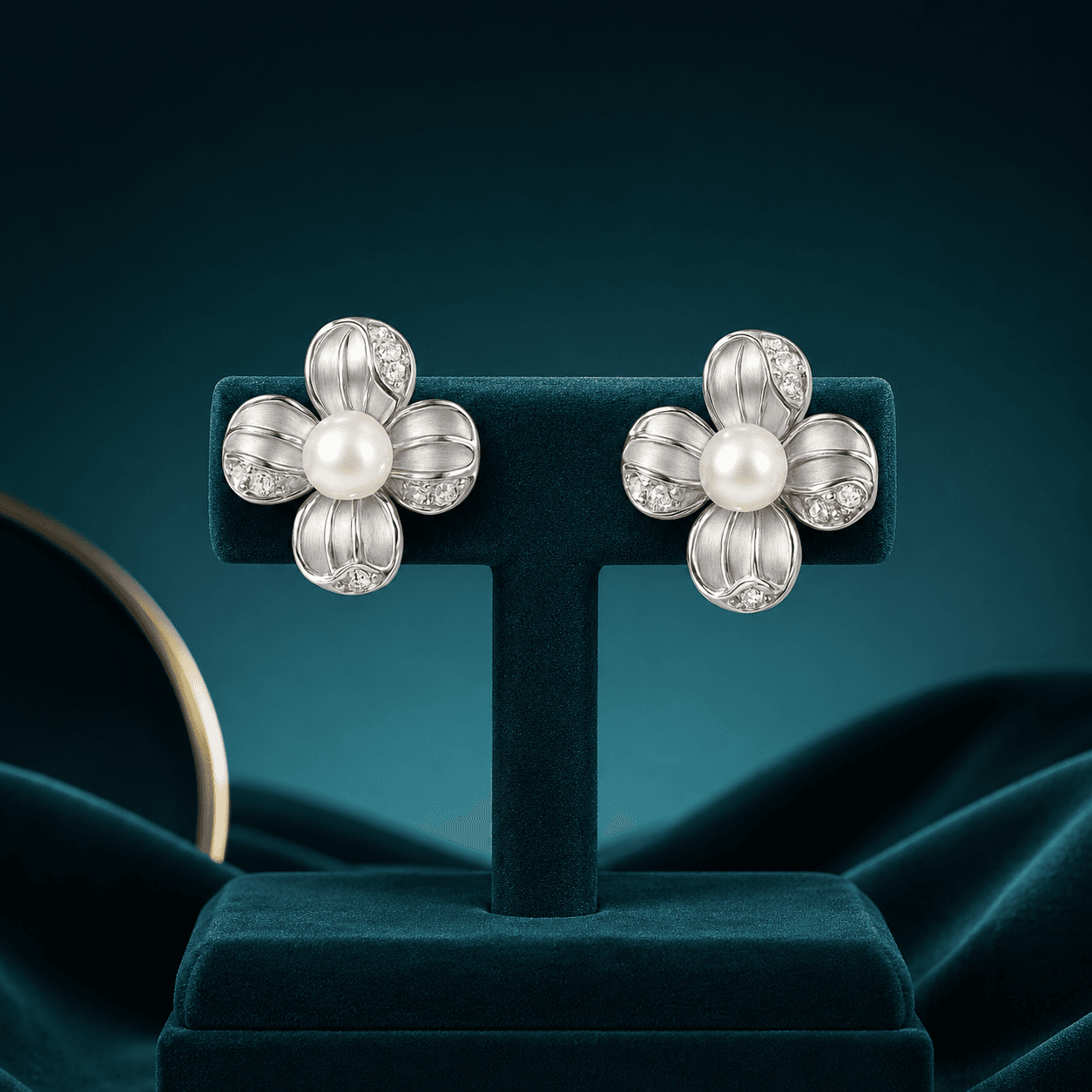 Golden Flora Solitaire Studs alternate view