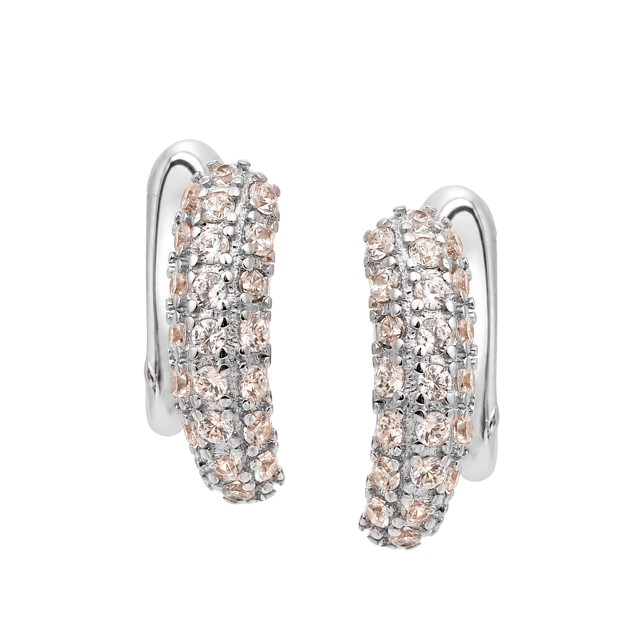 Glitzy Silver Textured Hoop Earrings