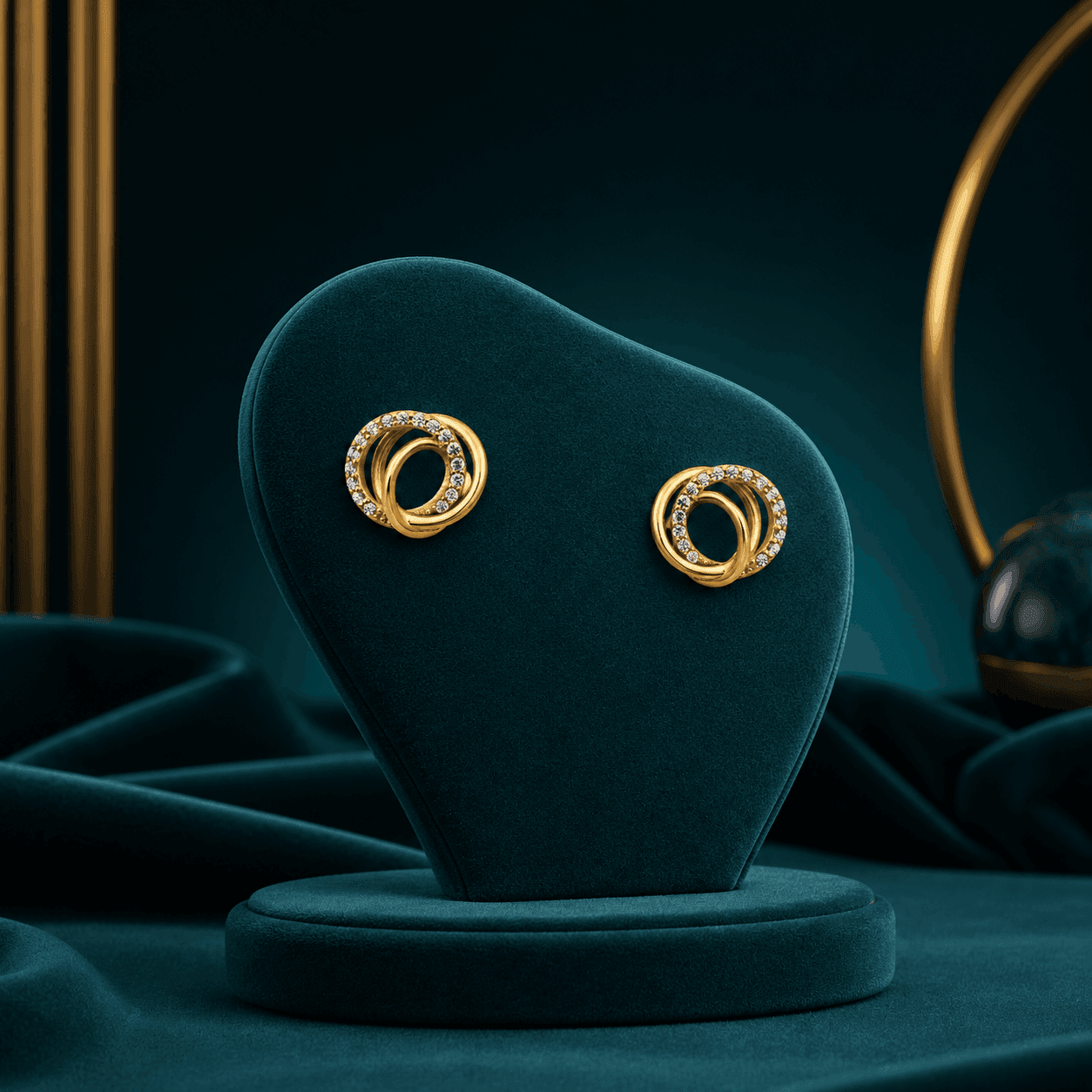 Infinite Spiral Golden Loop Earrings alternate view