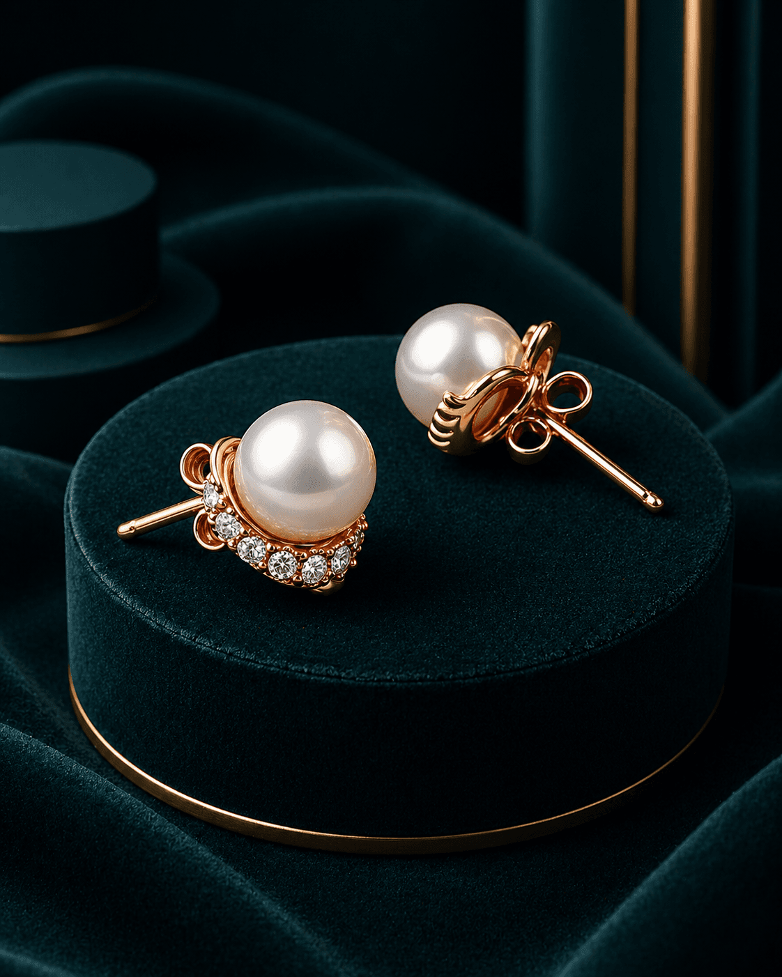 Romantic Heart-Shaped Pearl Studs alternate view