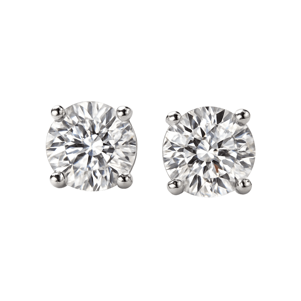 Silver Round Solitaire Studs