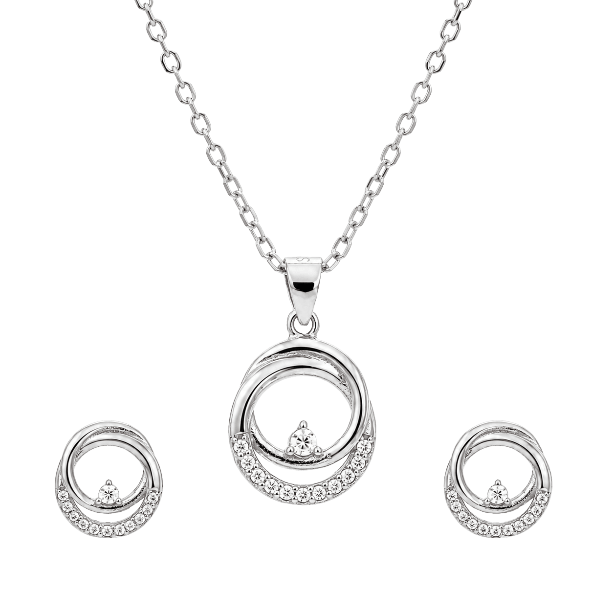 Circular Halo Crystal Droplet Necklace view 1