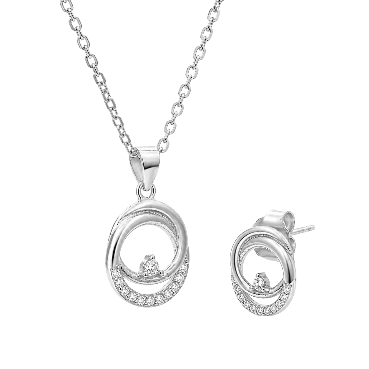 Circular Halo Crystal Droplet Necklace alternate view