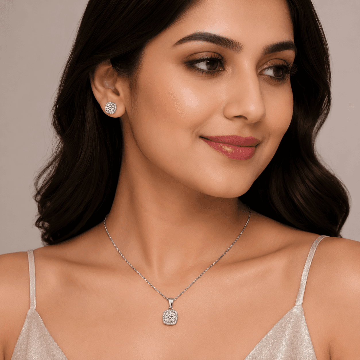 Elegant Cushion Cut Diamond-Look Set