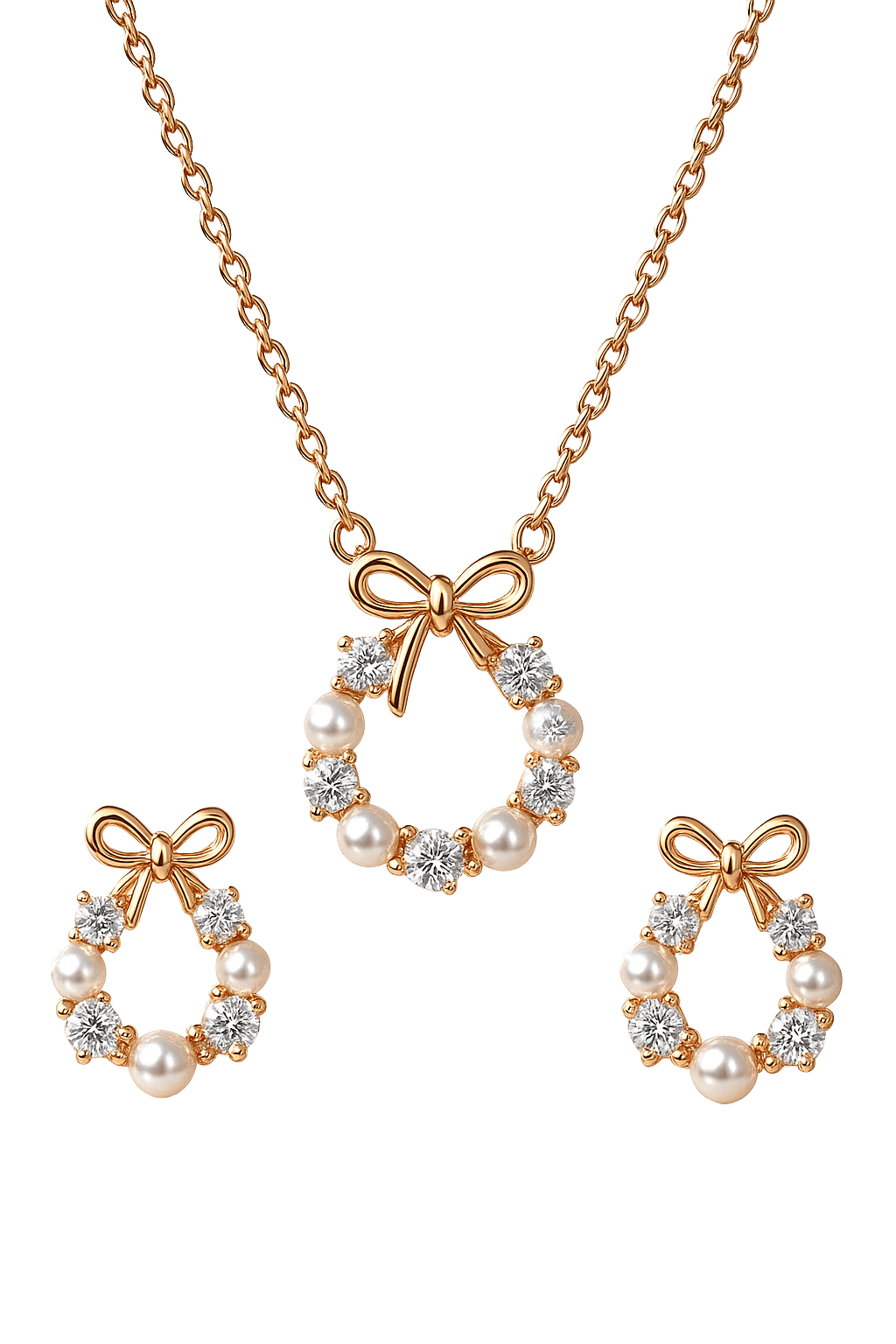 Enchanted Bow Rosegold Plated Pendant Set