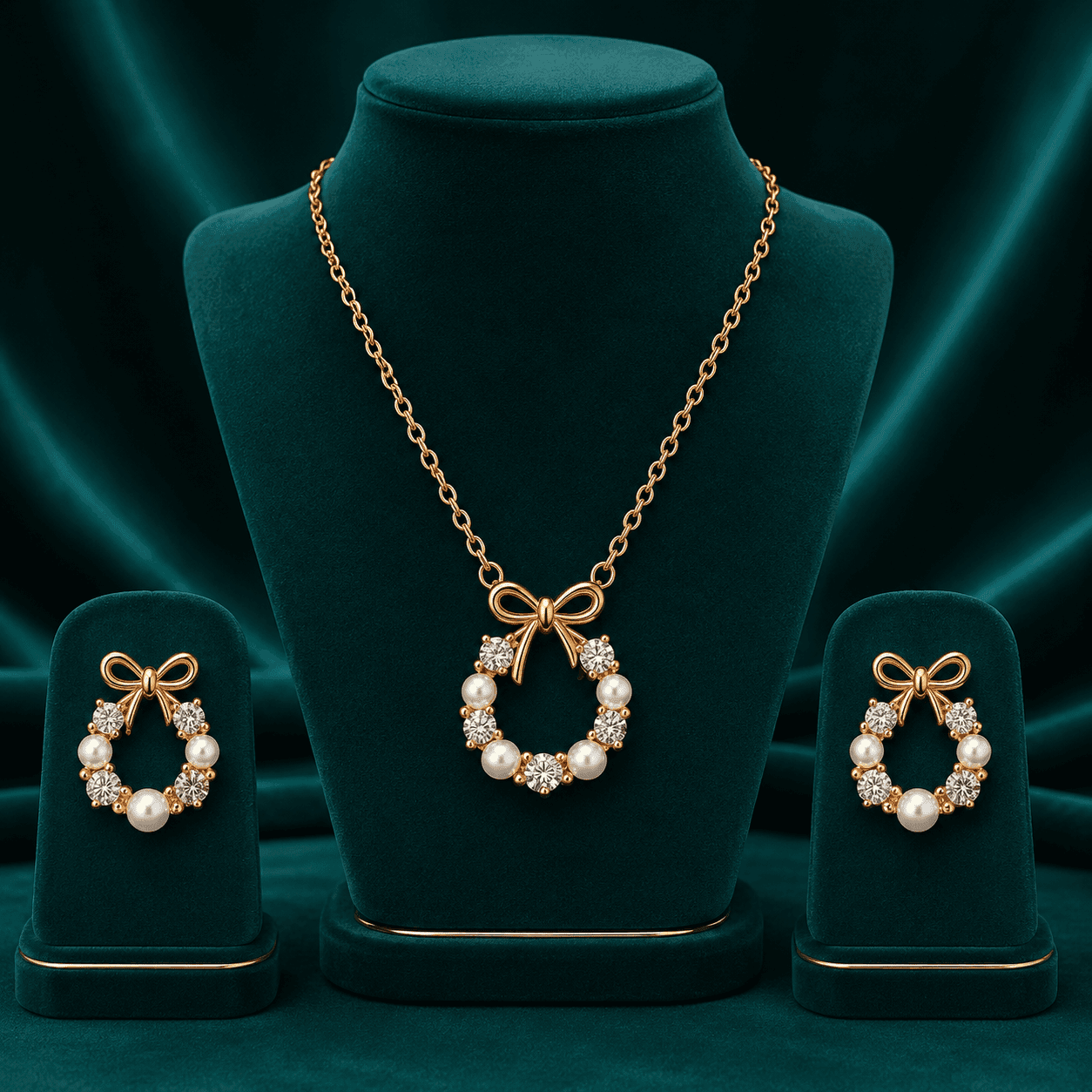 Enchanted Bow Rosegold Plated Pendant Set alternate view