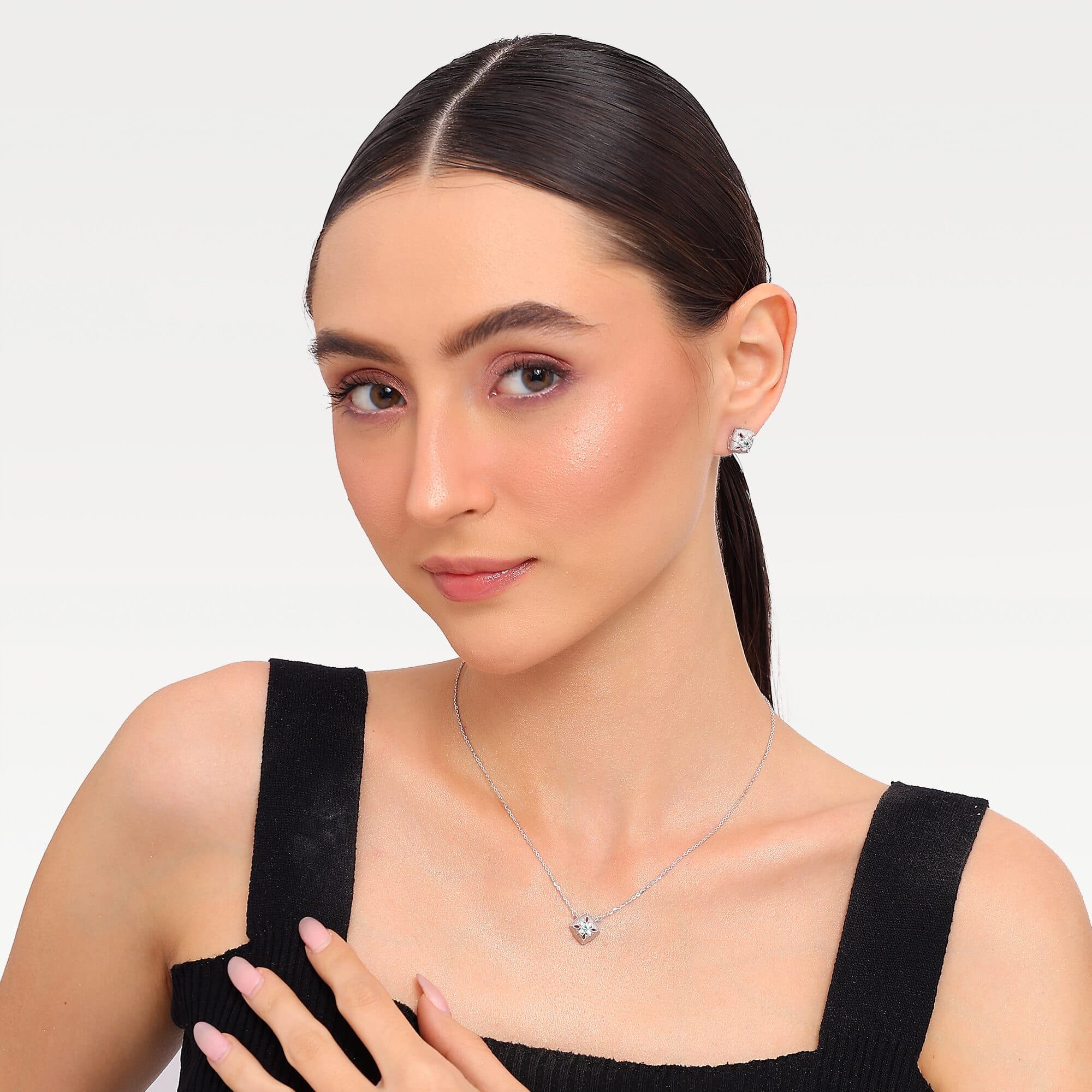 Minimalist Square Geo-Link Jewelry Set alternate view