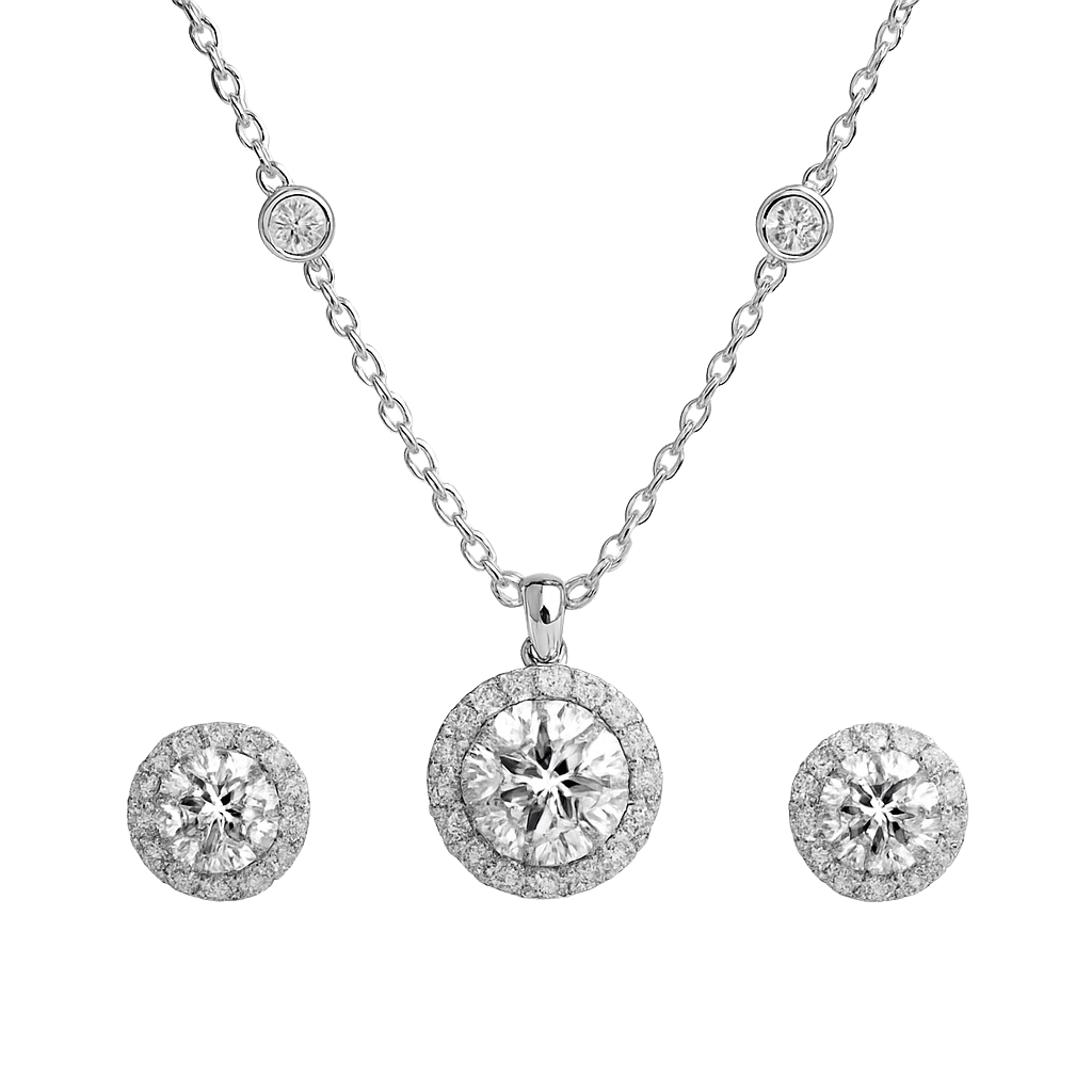Pear-Cut Solitaire Bridal Necklace Set