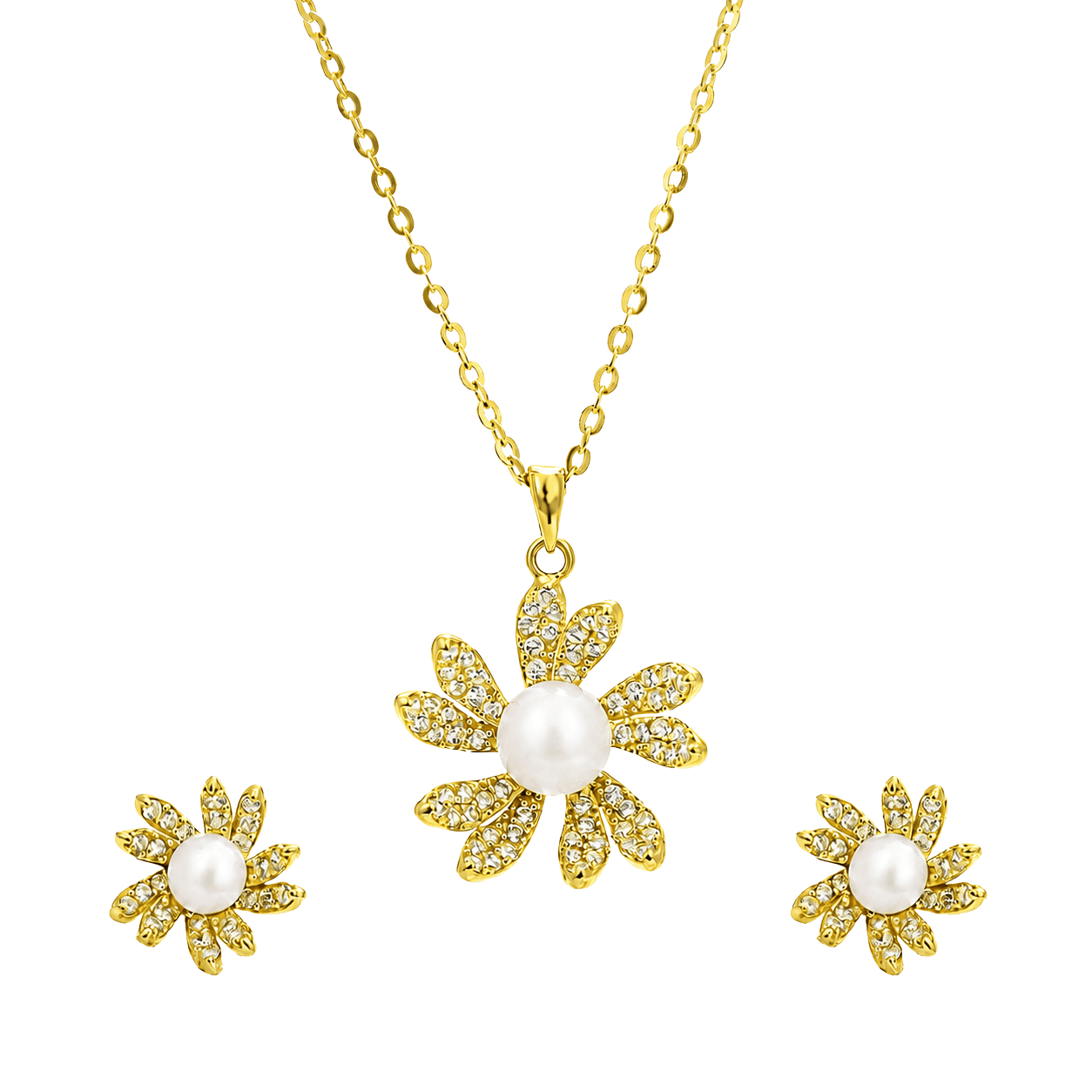 Golden Sunflower Bloom Pendant Set