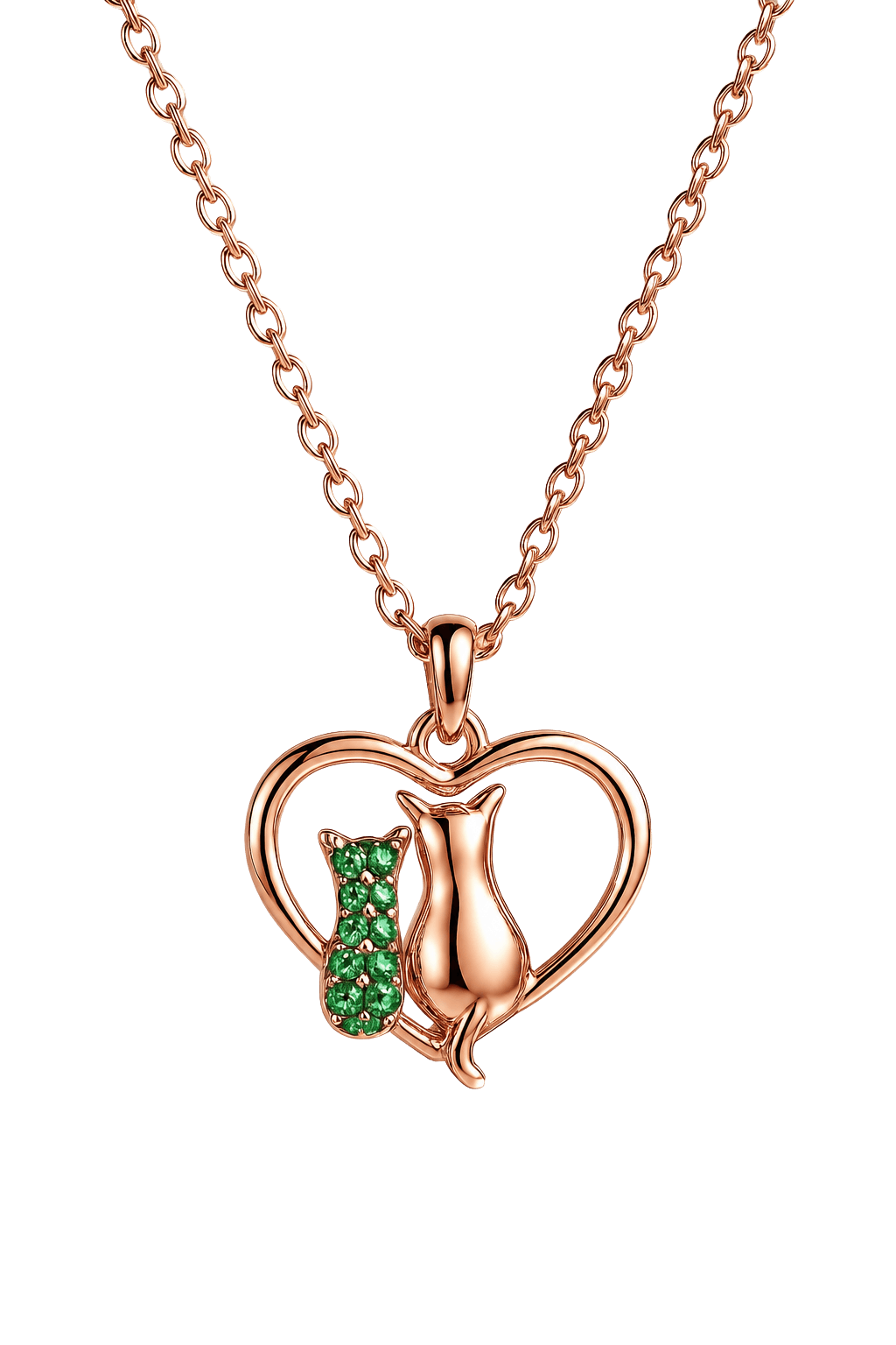 Cat Couple Heart Chain Pendant