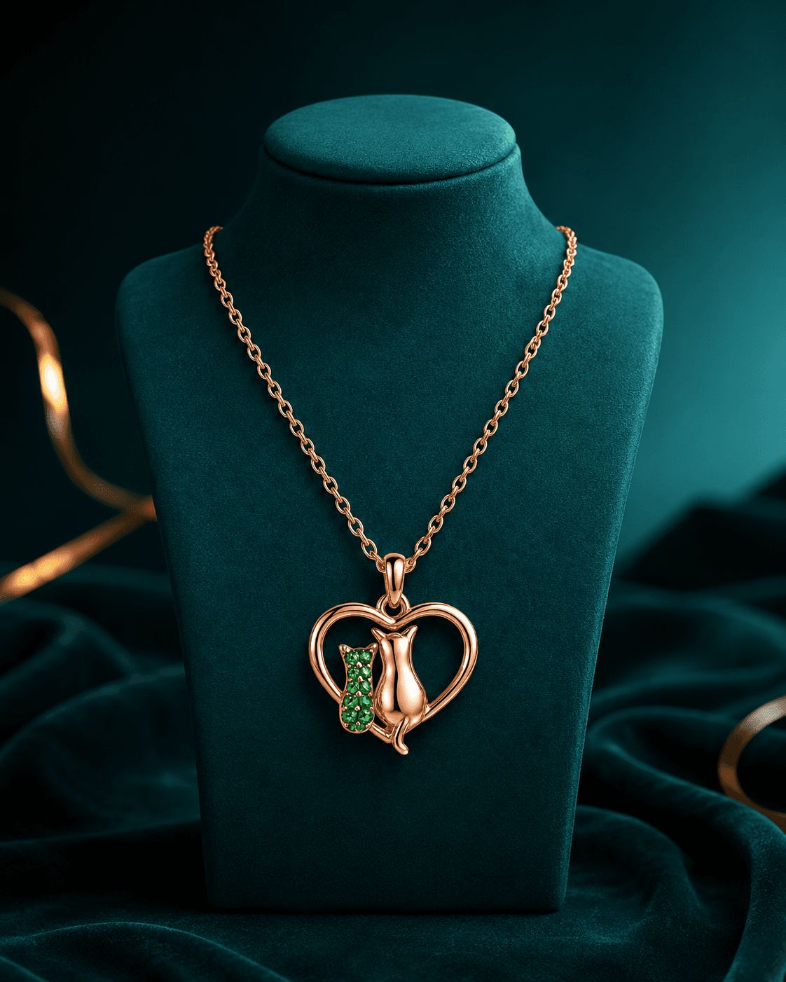 Cat Couple Heart Chain Pendant alternate view