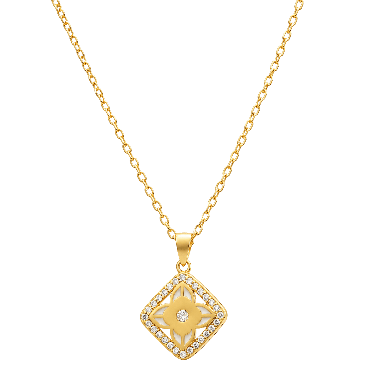 Square Floral Chain Pendant
