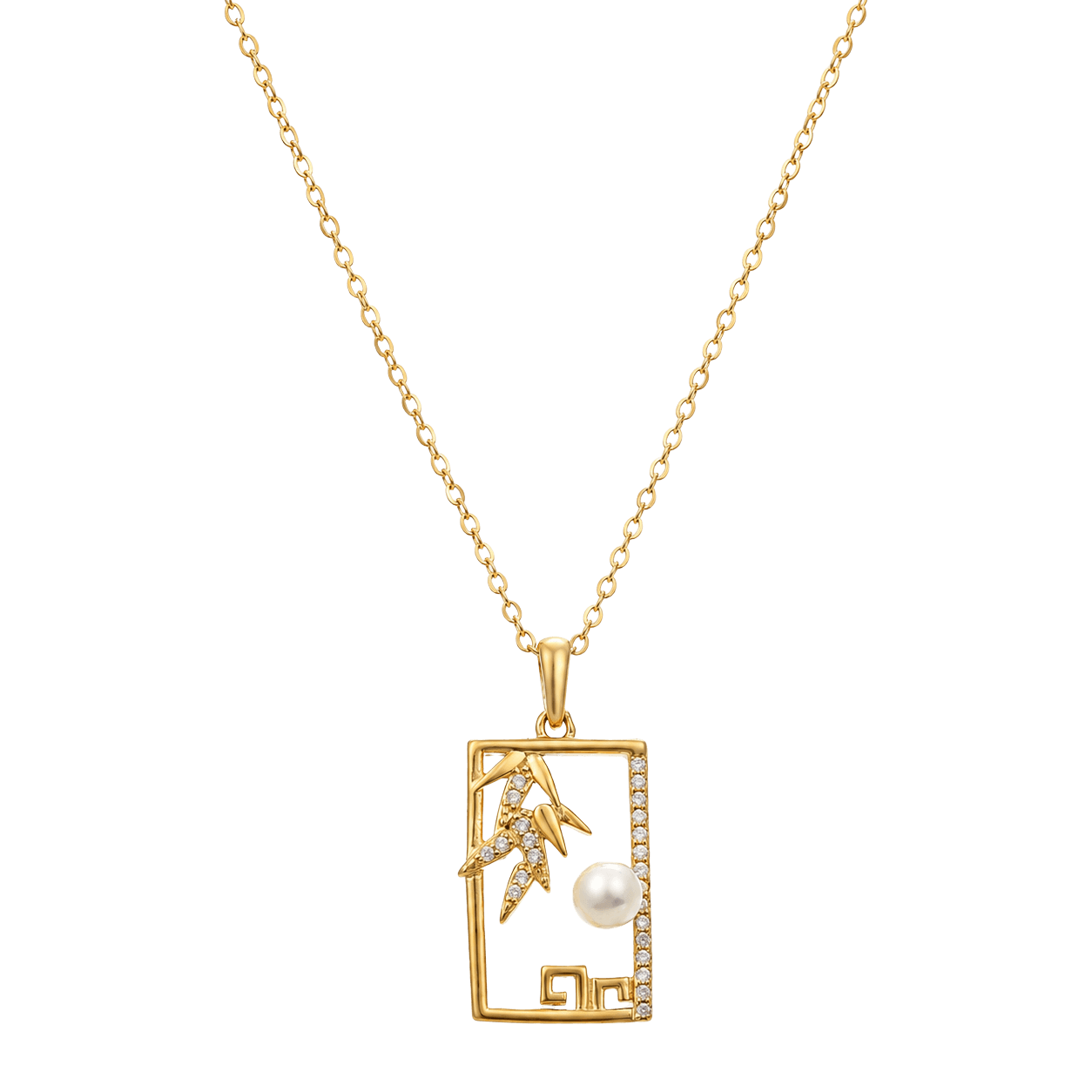 Pearl Zen Rectangle Necklace view 1