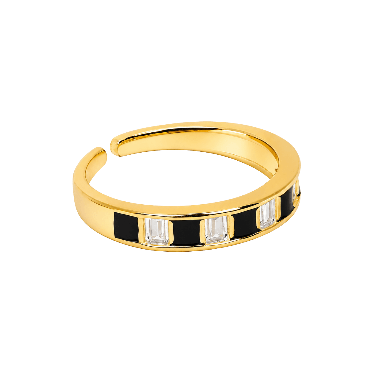 Bold Black Enamel Modern Band Ring alternate view