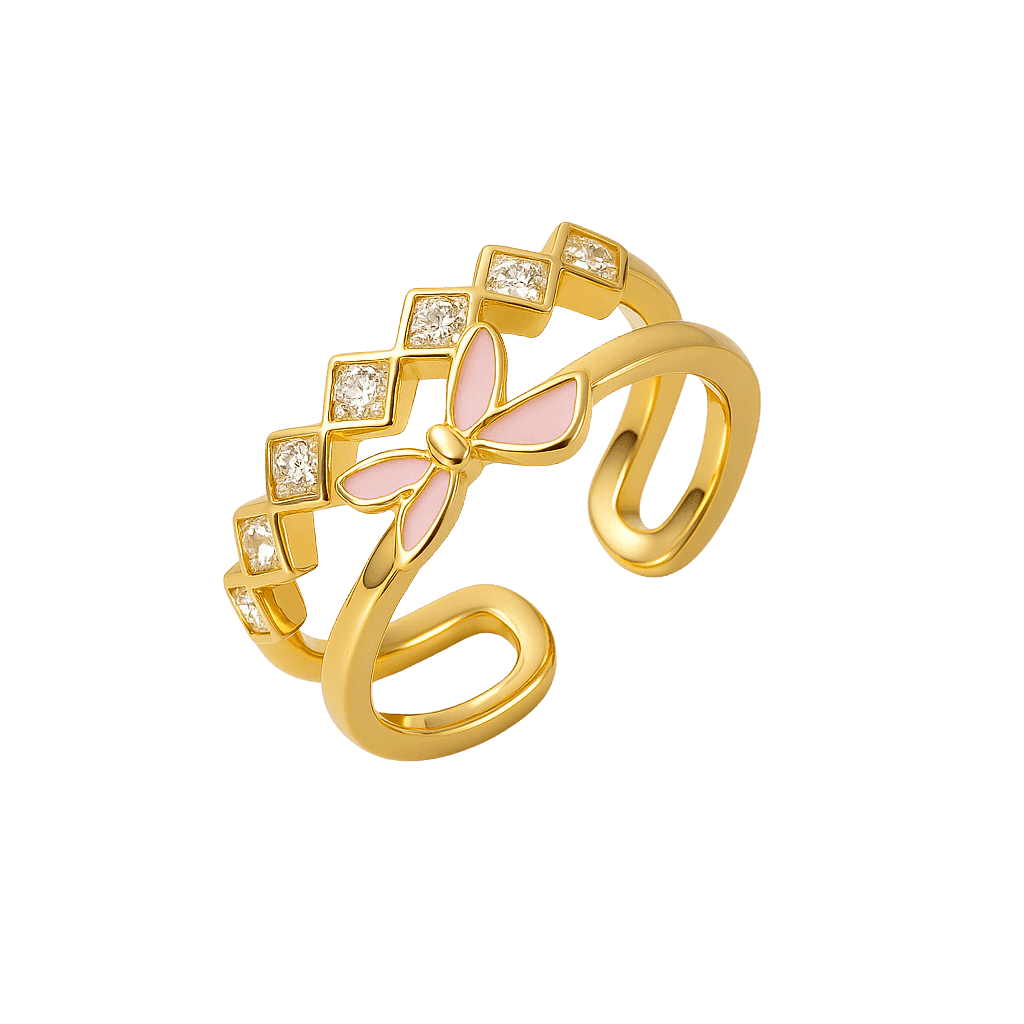 Enchanted Pink Butterfly Sparkle Ring view 1
