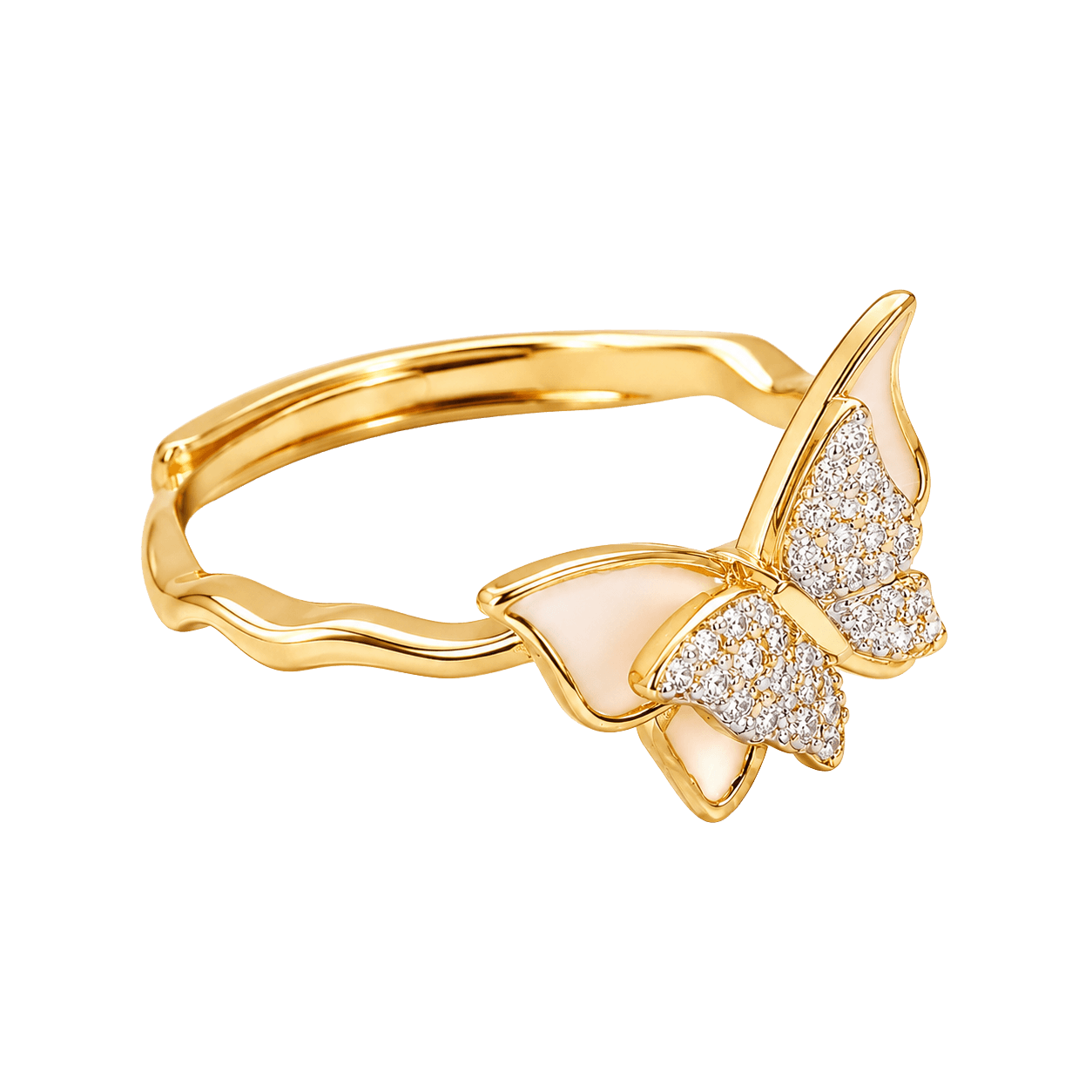 Fluttering Wings Diamond-Cut Ring