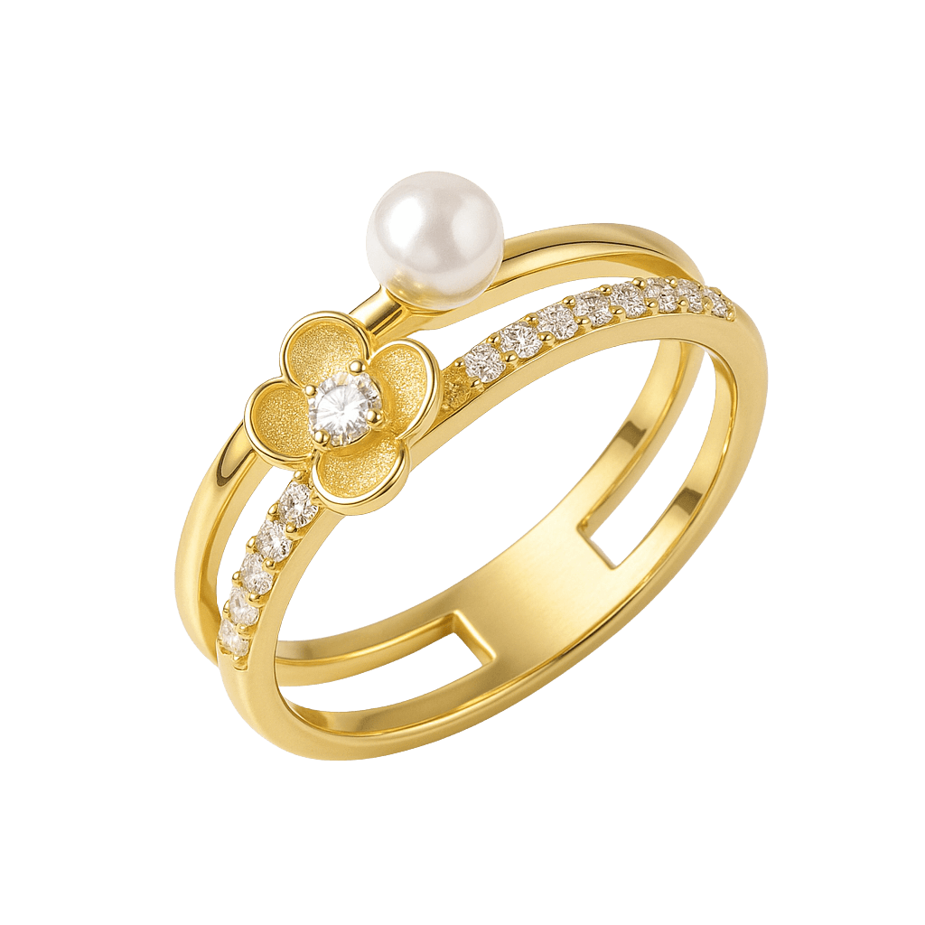 Floral Gardenia Dual Stone Ring view 1