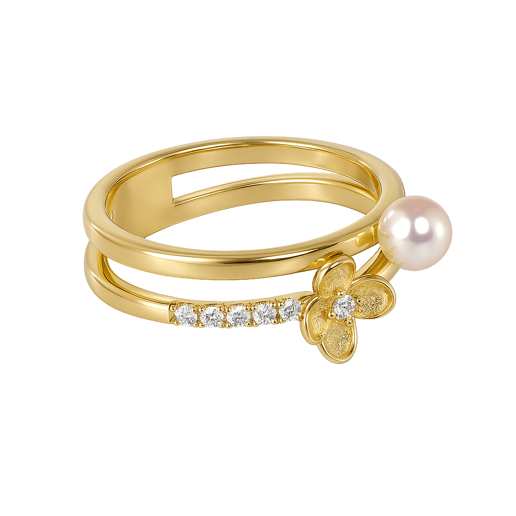 Floral Gardenia Dual Stone Ring alternate view