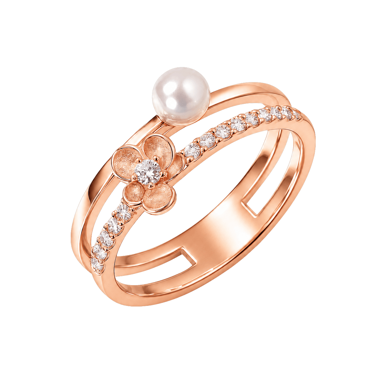 Floral Gardenia Dual Stone Ring