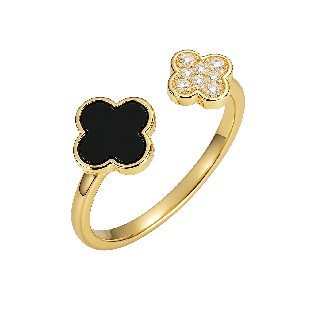 Midnight Black Clover Charm Ring view 1
