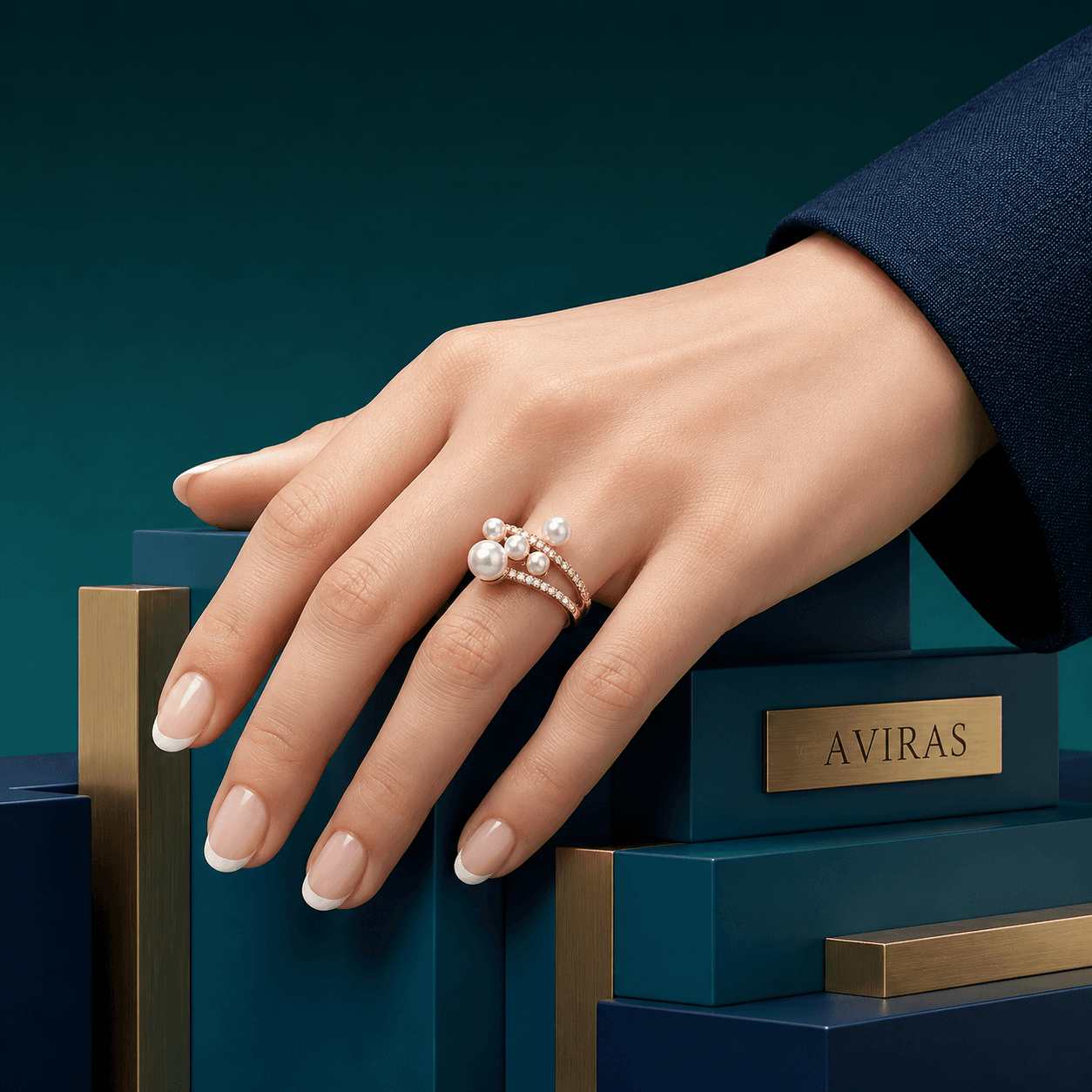 Pearl Cluster Elegance Statement Ring alternate view