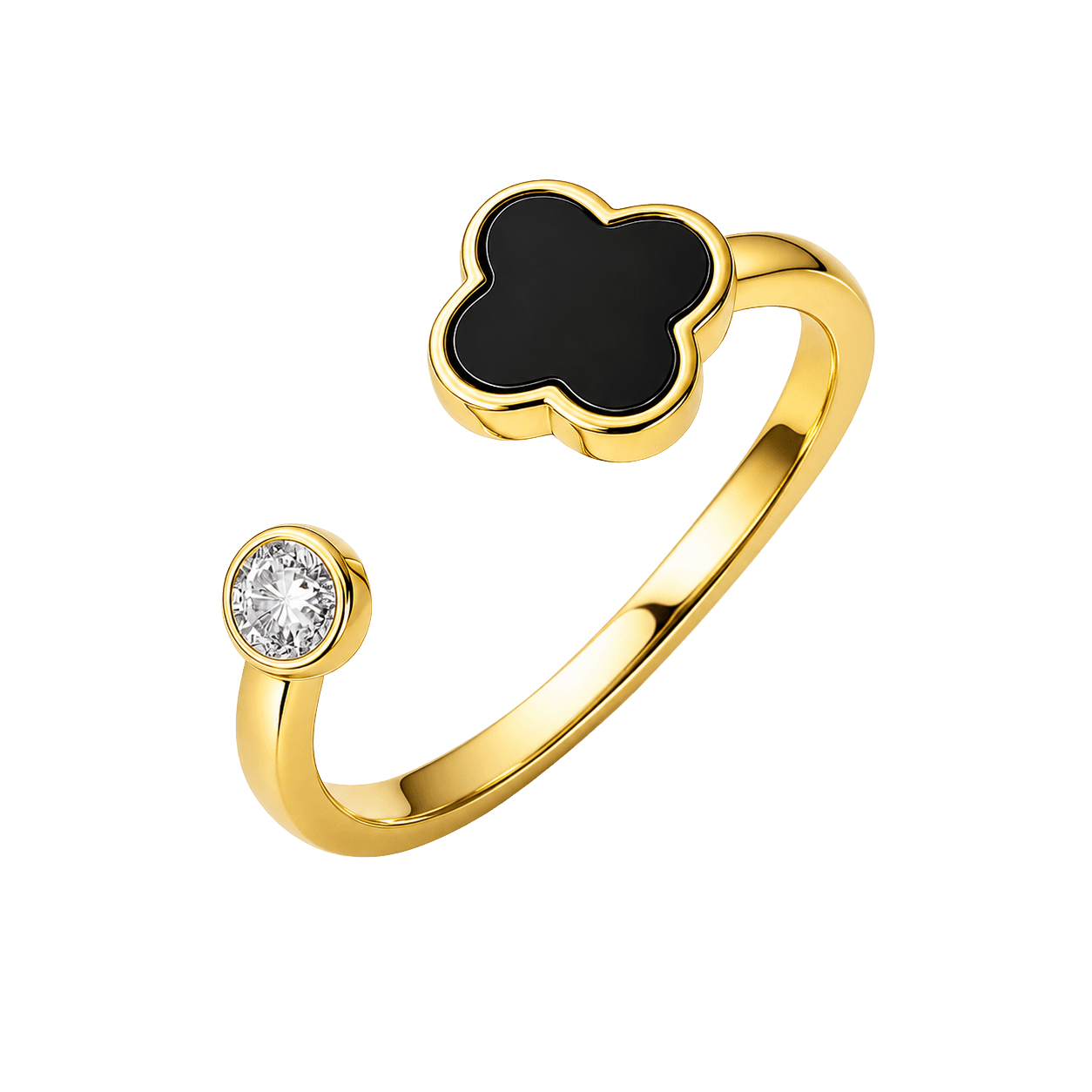 Sleek Black Clover Minimalist Ring
