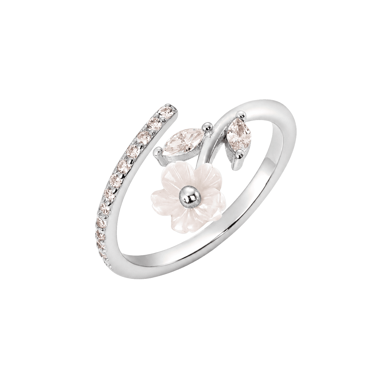 Sparkling Halo Adjustable Flower Ring view 1