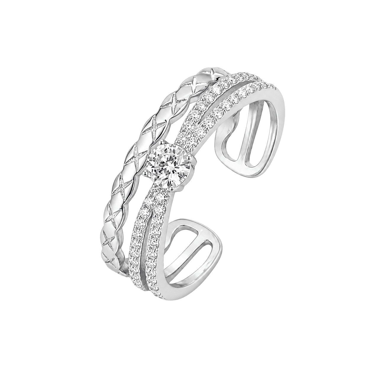 Triple Row Crystal Stack Ring view 1