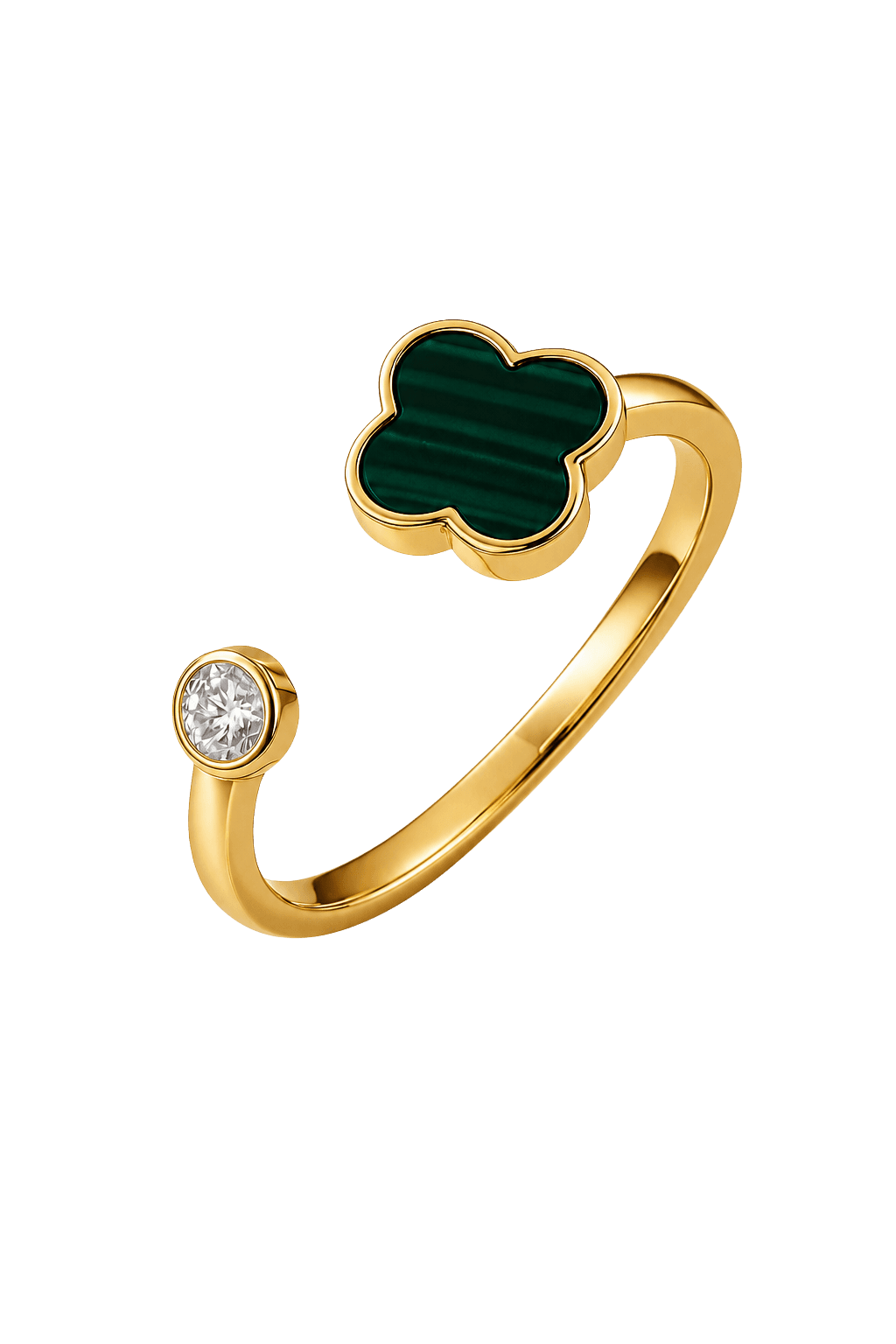Verdant Green Clover Bypass Ring