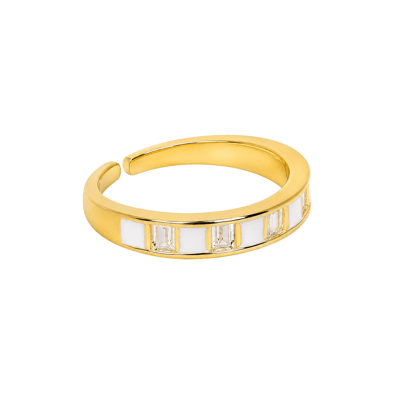 White Enamel Geometric Band Ring alternate view