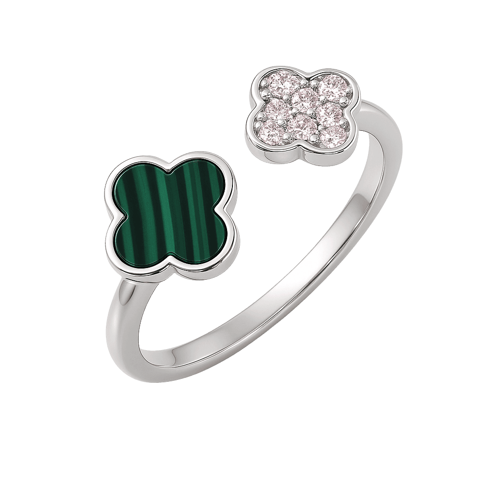 Lucky Green Clover adjustable Ring